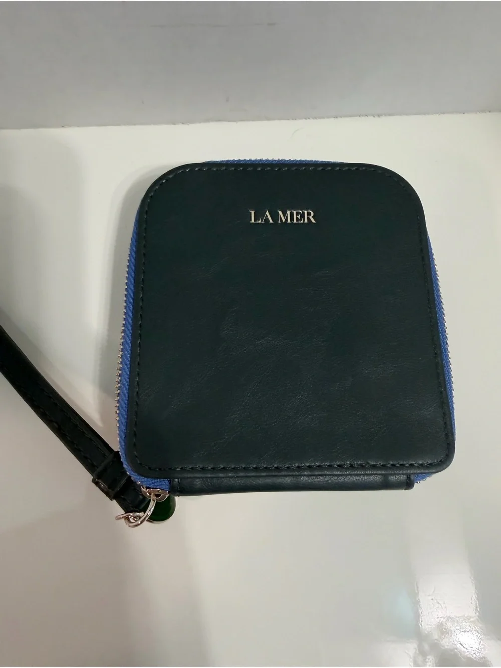 La Mer Green Leather Make Up Bag Case